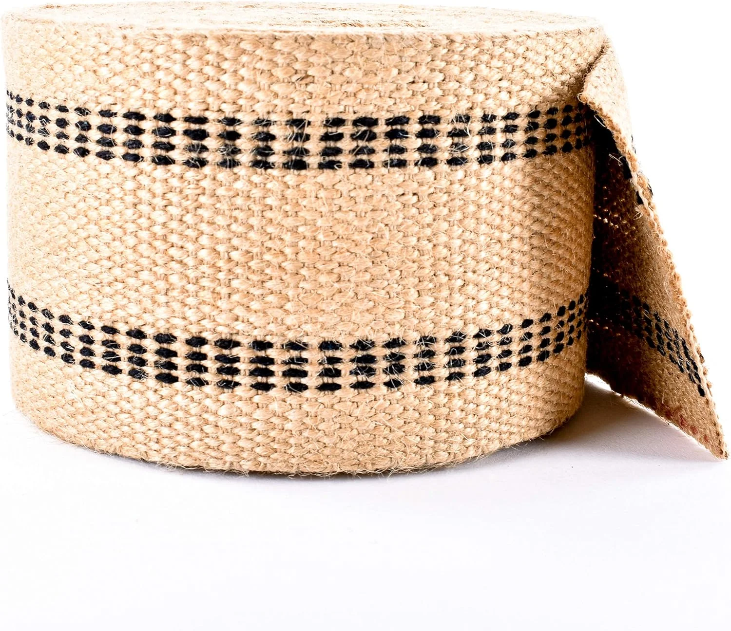 نوار کنفی روکشکاری/صنایع دستی GravitationOnline، عرض 9 سانتیمتر، طول 9 متر - طبیعی با نوارهای مشکی نوار کنفی روکشکاری/صنایع دستی GravitationOnline، عرض 9 سانتیمتر، طول 9 متر - طبیعی با نوارهای مشکی