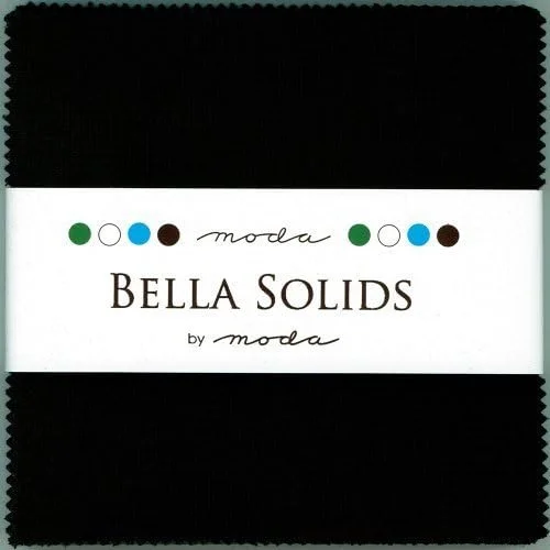 بسته جذاب پارچه ای Moda Basics Bella Solids مشکی 9900-99، مجموعه 42 تکه پارچه پنبه ای از پیش برش خورده 5 اینچی (12.7 سانتی متر) توسط Moda United Notions