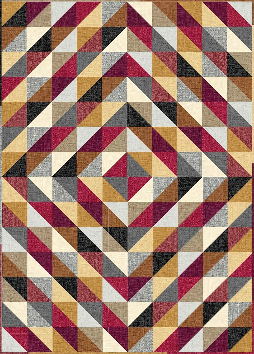 کیت لحاف مبتدی Connecting Threads مناسب برای قرار دادن روی پا/مبل (103 x 144 سانتی متر) - سرگرمی با مثلث های نیمه مربع (رنگ های گرم کتان نما)
