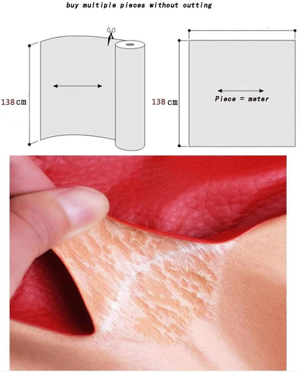 پارچه چرم مصنوعی دانه دار XCYYBB، چرم مصنوعی سنگین، روکش چرمی بافت دار - پچ تعمیر چرمی خود چسب - آبی تیره 17# 1.38x6 متر