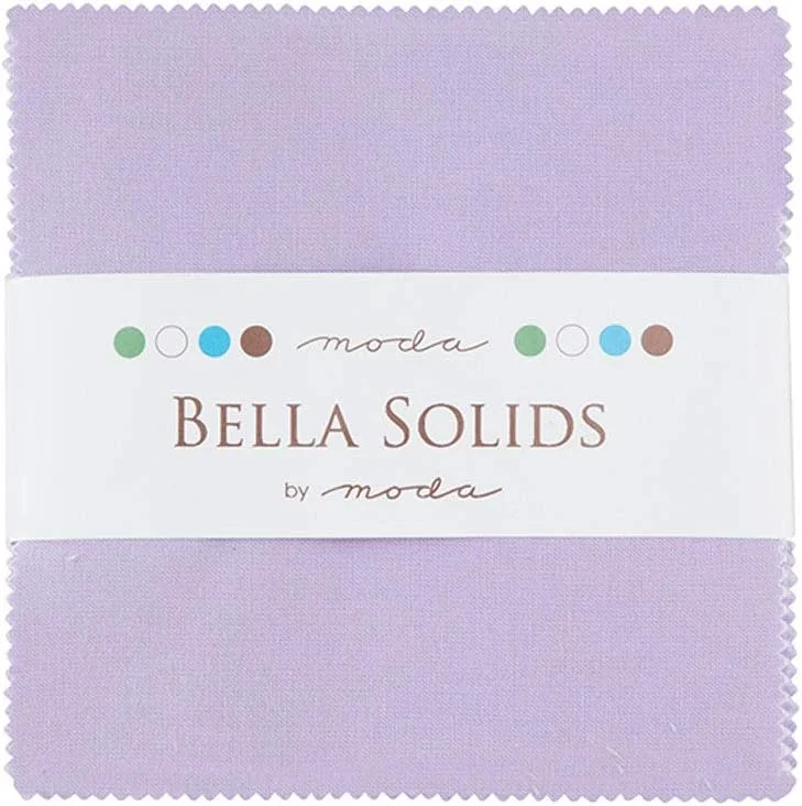 بسته پارچه ای ۴۲ تکه ای مٌدا فابریکس Bella Solids Lilac، مربع های لحاف دوزی ۵ اینچی