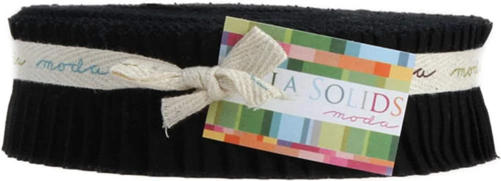 Moda Fabrics Bella Solids Black Honey Bun 40 1.5-inch Strips 9900HB 99