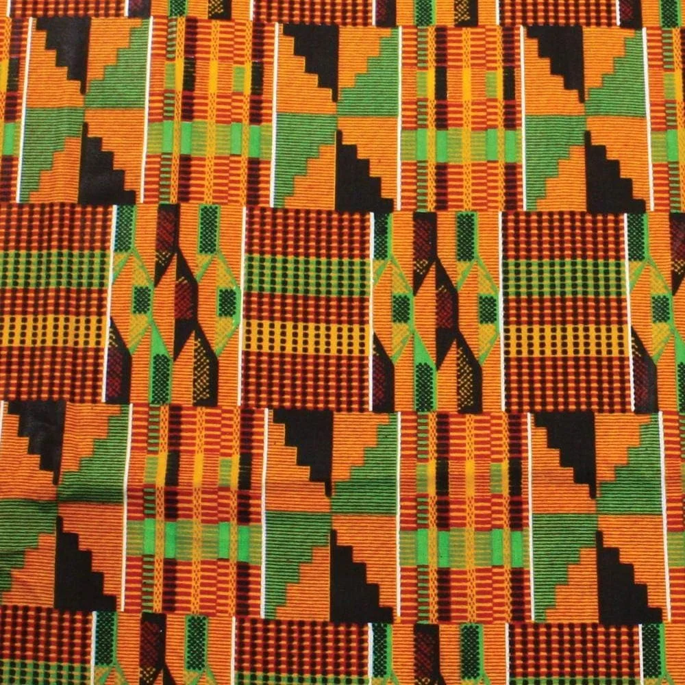 پارچه آفریقایی کنته 7b - 2 یارد پنبه عرض 114x183 سانتی متر، مناسب بستن سر، روسری، گروه کر، لباس رقص، عمامه و حجاب