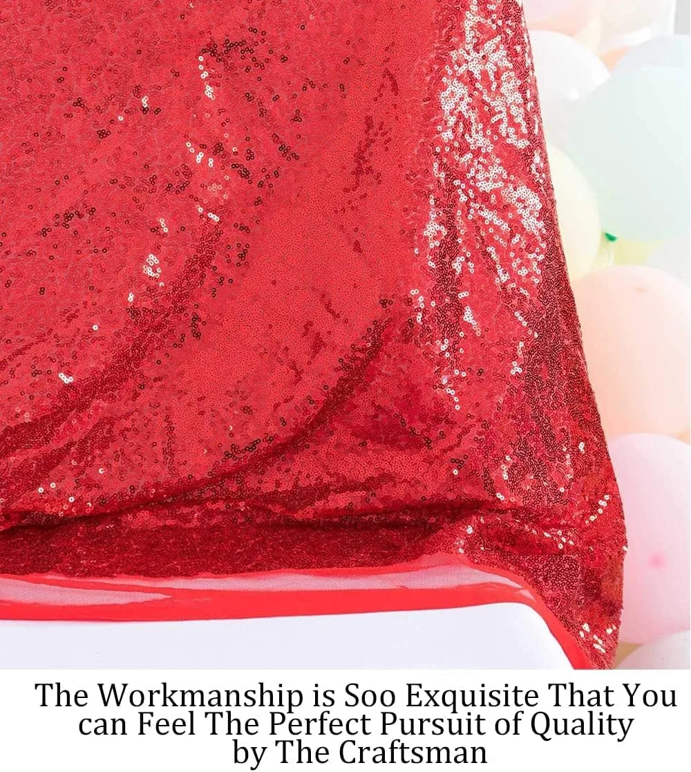 Pardecor Sequin Fabric by The Yard Red 1 Yard Sparkly Fabric Mesh Sequins Fabric for Sewing Clothing and Making Tablecloth Table Runner Wedding Party Decor