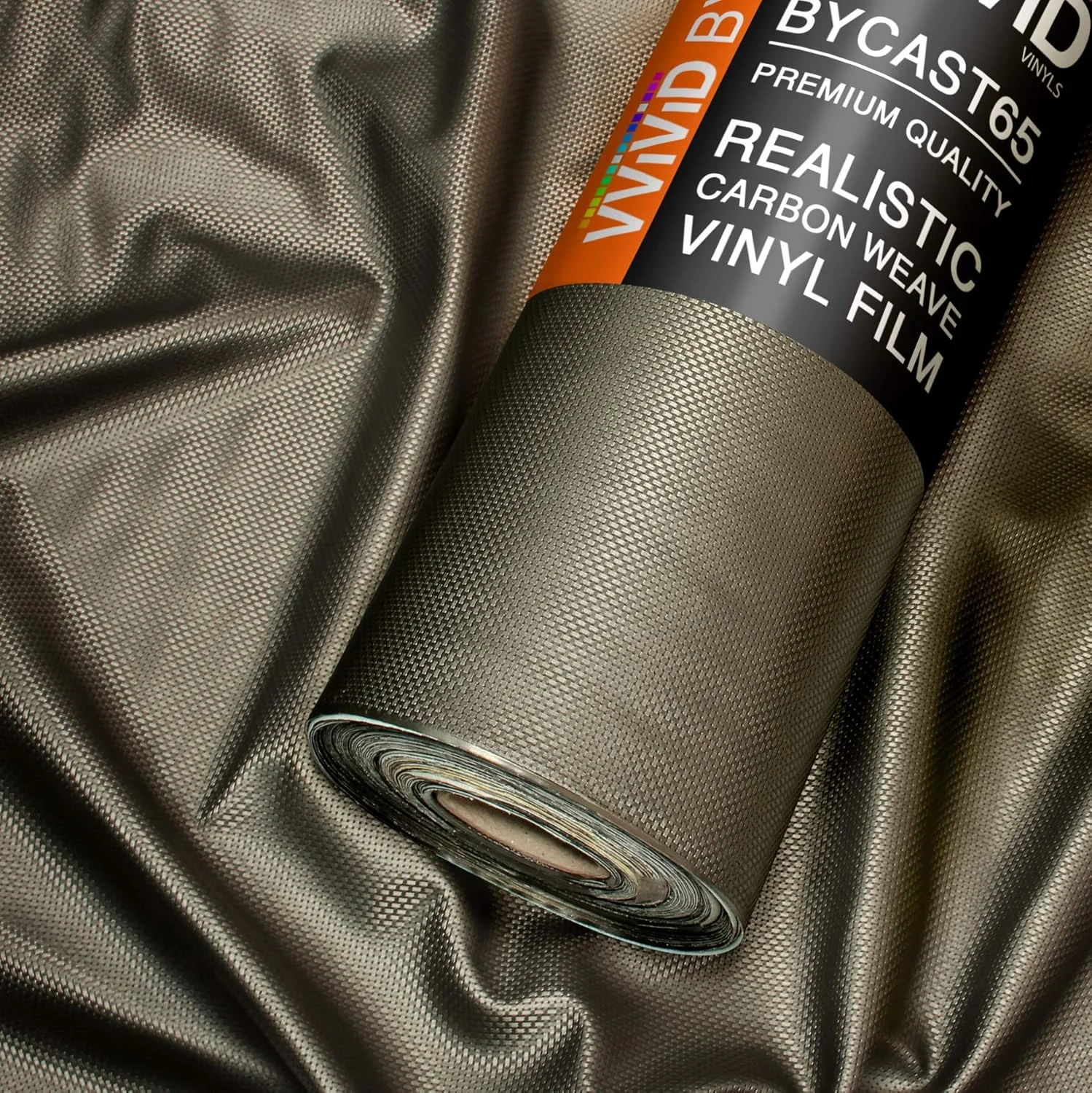 پارچه چرم مصنوعی بافت جناغی مشکی VViViD Bycast65 (45cm x 137cm)