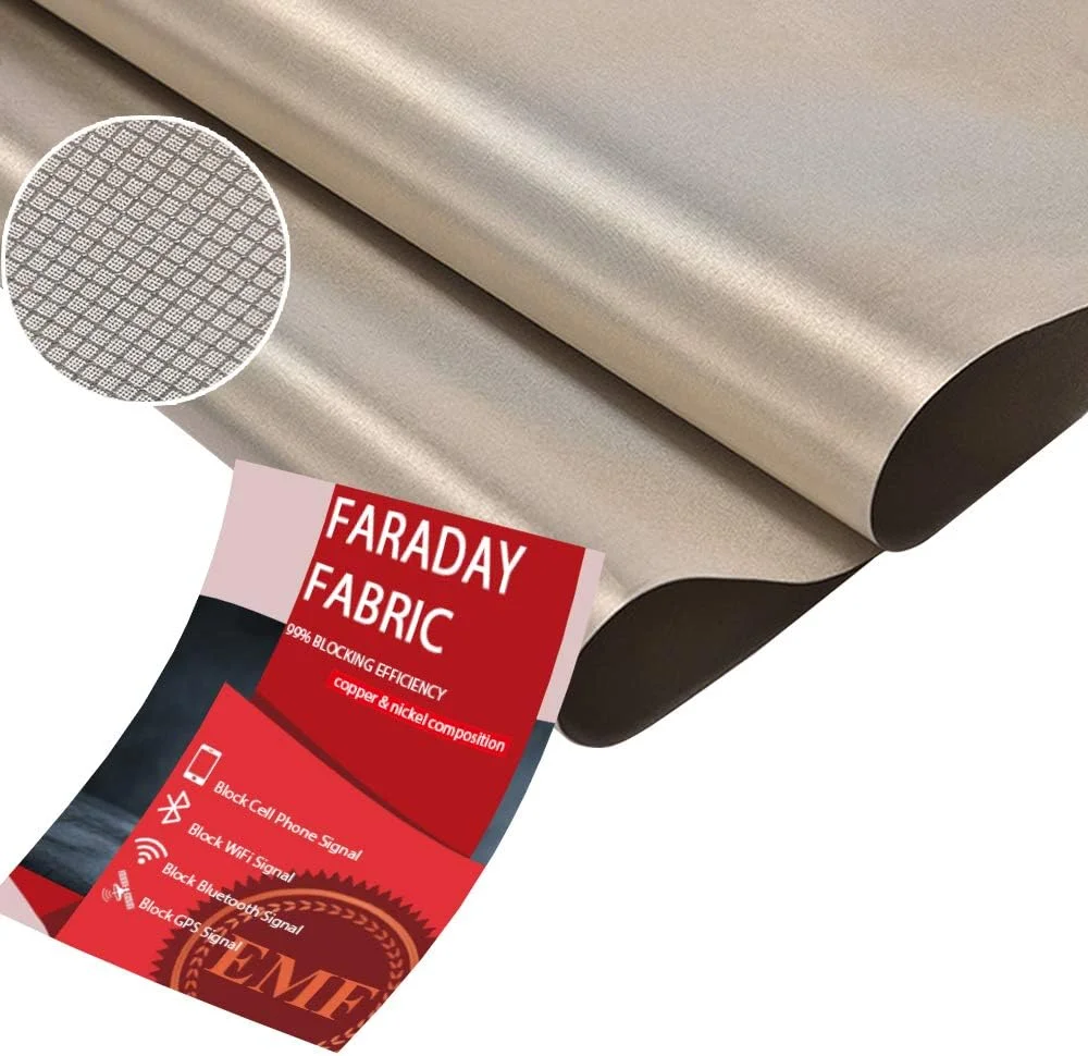پارچه محافظ EMF فودالی، متریال RFID، مس نیکل فارادی RF - محافظت در برابر تشعشع، مسدود کردن سیگنال برای تلفن های همراه، ضد وای فای، درجه نظامی - 112x91 سانتی متر