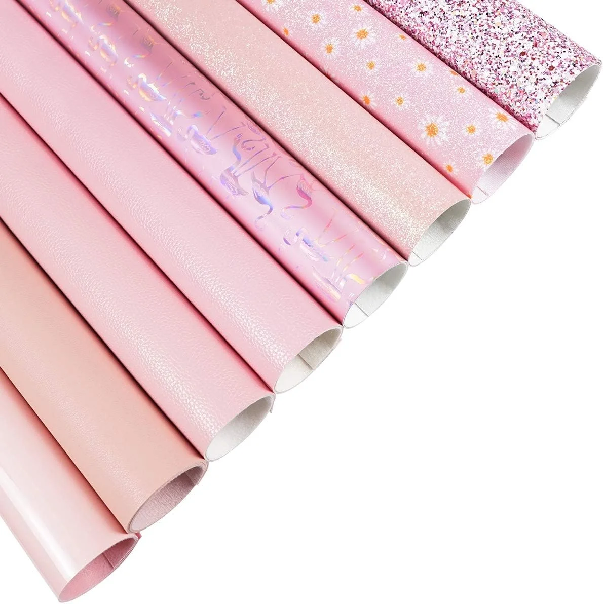 8 تکه ورق چرم مصنوعی 20x30 سانتی متر صورتی روشن گل بابونه اکلیلی درشت و ظریف ورنی متالیک طرح چرم لیچی هولوگرافیک فلامینگو مناسب ساخت پاپیون و گوشواره 8 تکه ورق چرم مصنوعی 20x30 سانتی متر صورتی روشن گل بابونه اکلیلی درشت و ظریف ورنی متالیک طرح چرم لیچی هولوگرافیک فلامینگو مناسب ساخت پاپیون و گوشواره
