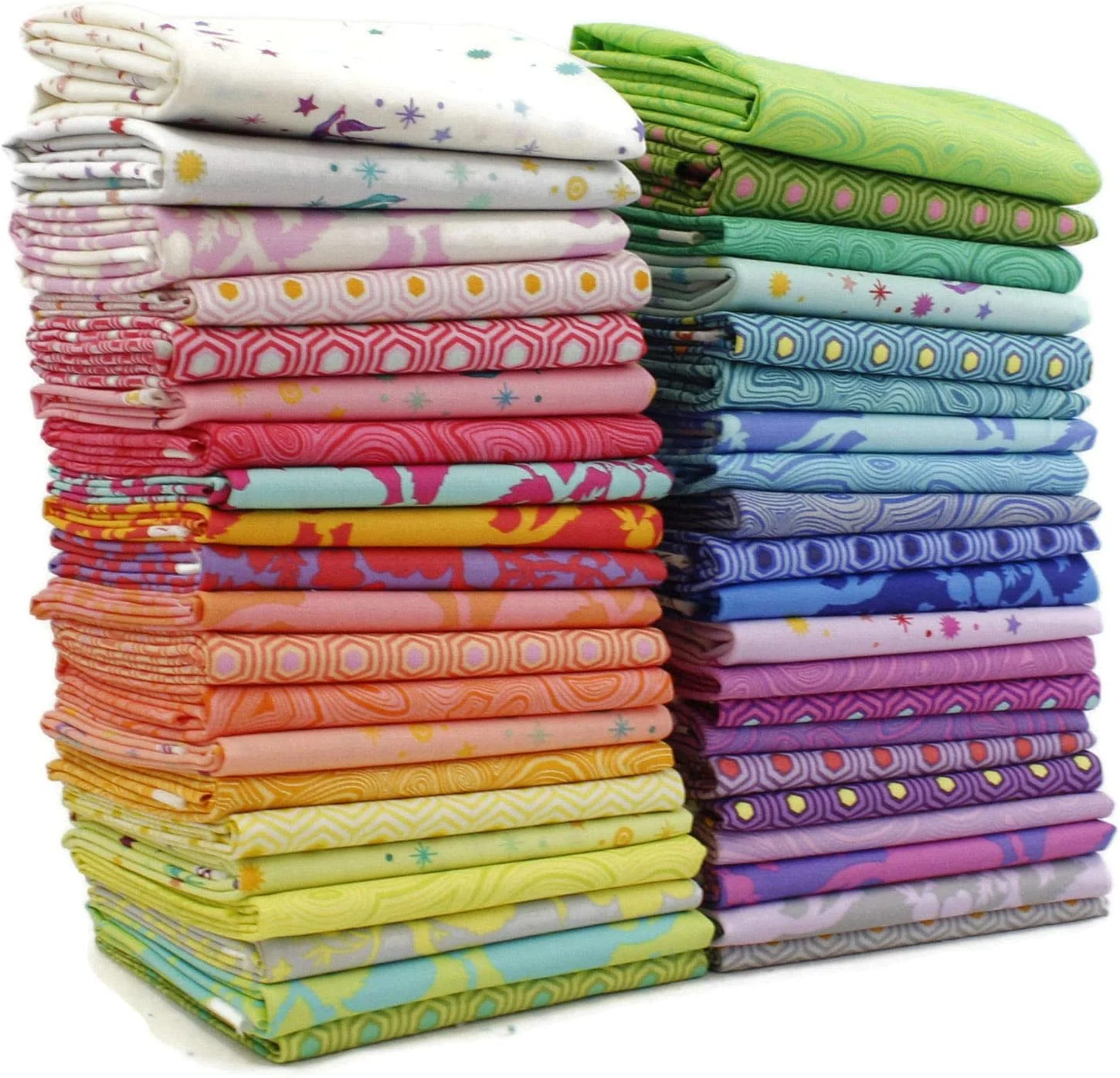 بسته پارچه ای Free Spirit True Colors 2020 Fat Eighth (شامل 42 تکه) اثر Tula Pink، ابعاد هر تکه 22.86 سانتی متر در 53.34 سانتی متر، مناسب برای تکه دوزی و ساخت کوسن