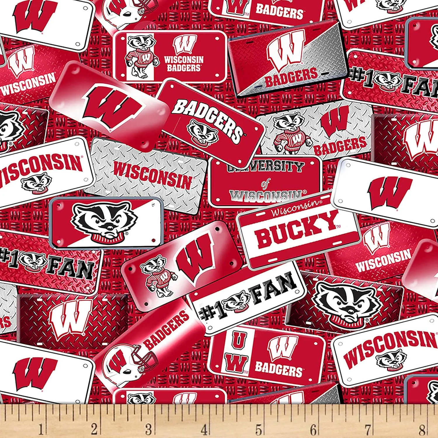 پارچه نخی طرح پلاک خودرو Wisconsin Badgers NCAA