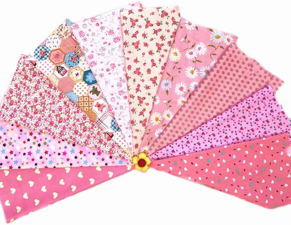 ری‌لاین‌دو بسته 10 عددی پارچه نخی طرح‌دار صورتی، مناسب تکه‌دوزی، خیاطی، اسکرپ بوک و کارهای هنری، سایز 20 در 30 سانتی‌متر