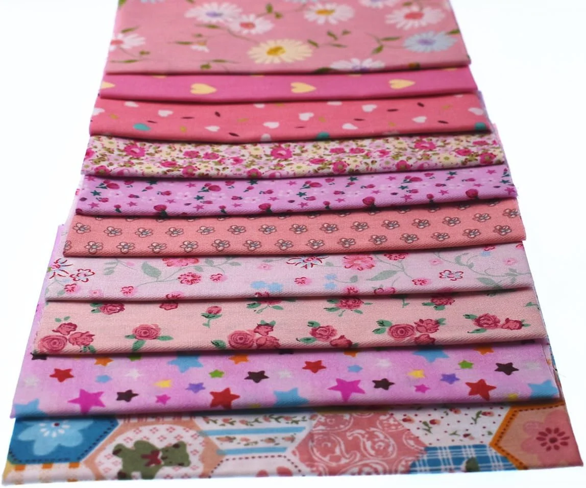 ری‌لاین‌دو بسته 10 عددی پارچه نخی طرح‌دار صورتی، مناسب تکه‌دوزی، خیاطی، اسکرپ بوک و کارهای هنری، سایز 20 در 30 سانتی‌متر