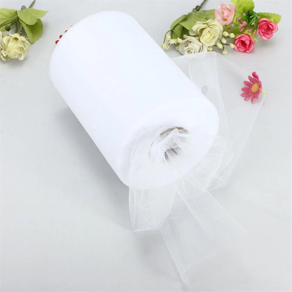 رول پارچه توری FOKFAO، مناسب برای تزئینات عروسی، کاردستی و هدیه، عرض 15 سانتی متر، طول 90 متر، رنگ سفید