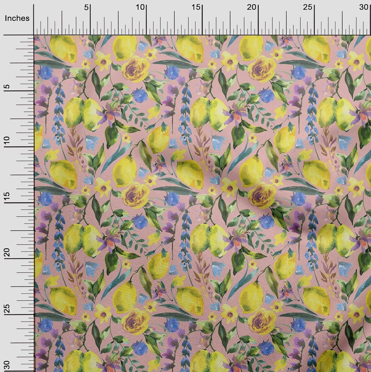 پارچه ابریشم تابی oneOone، برگ های صورتی روشن و گل رز، مناسب لباس، پارچه لحاف دوزی، پارچه چاپی متری، عرض 106 سانتی متر