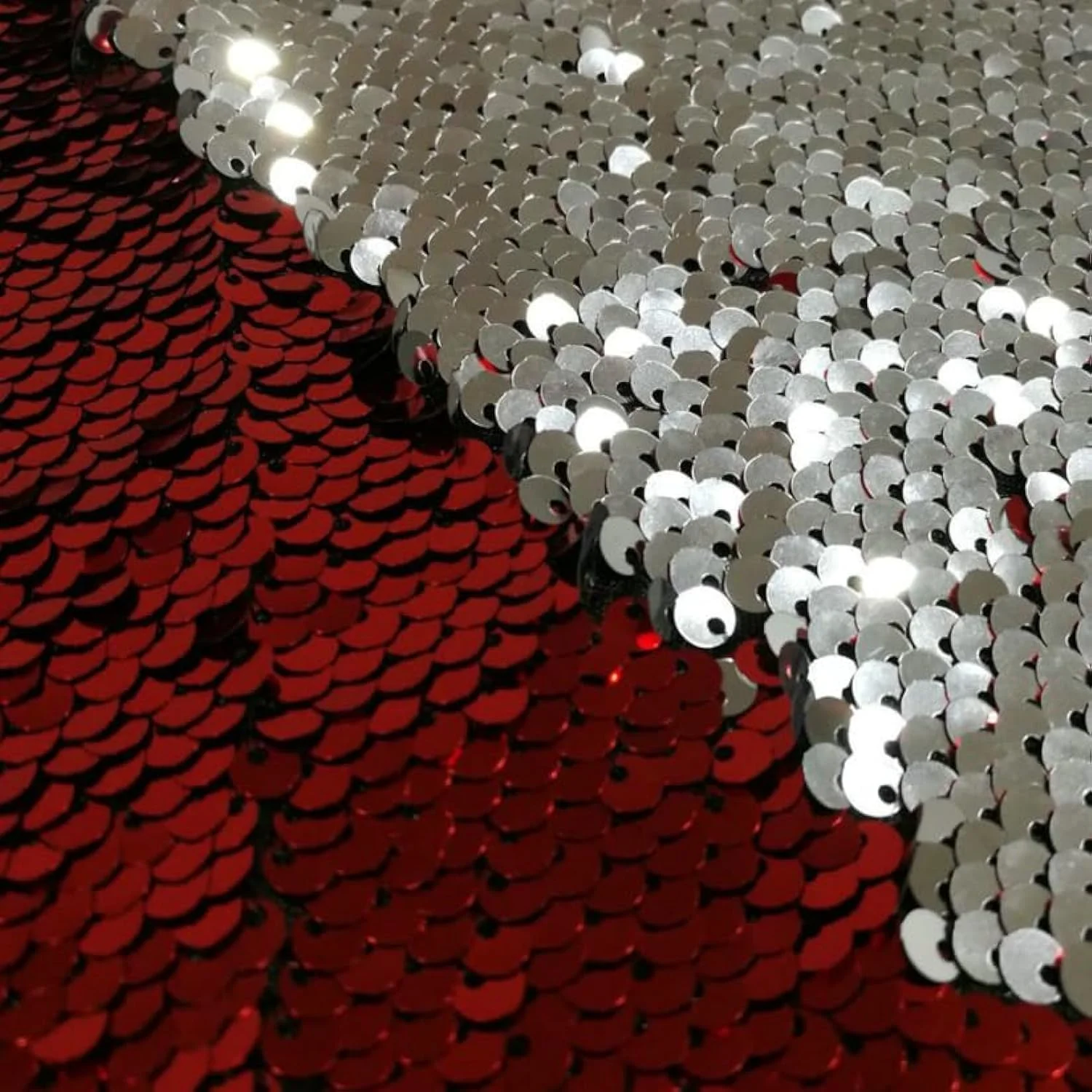 پارچه پولکی Pardecor، یک متری، رنگین کمانی به نقره ای، پارچه پولکی برگشت پذیر پری دریایی، پارچه اکلیلی دو رنگ برای دوخت لباس عروس، دکوراسیون کوسن