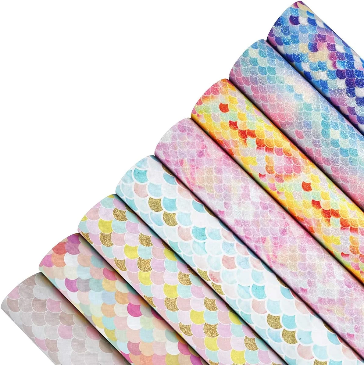 8 تکه/ست ورق چرم مصنوعی 21x30 سانتیمتر طرح پولک ماهی پری دریایی مخلوط، پارچه اکلیلی ظریف مناسب ساخت پاپیون، گوشواره و سایر کاردستیهای چرمی 8 تکه/ست ورق چرم مصنوعی 21x30 سانتیمتر طرح پولک ماهی پری دریایی مخلوط، پارچه اکلیلی ظریف مناسب ساخت پاپیون، گوشواره و سایر کاردستیهای چرمی