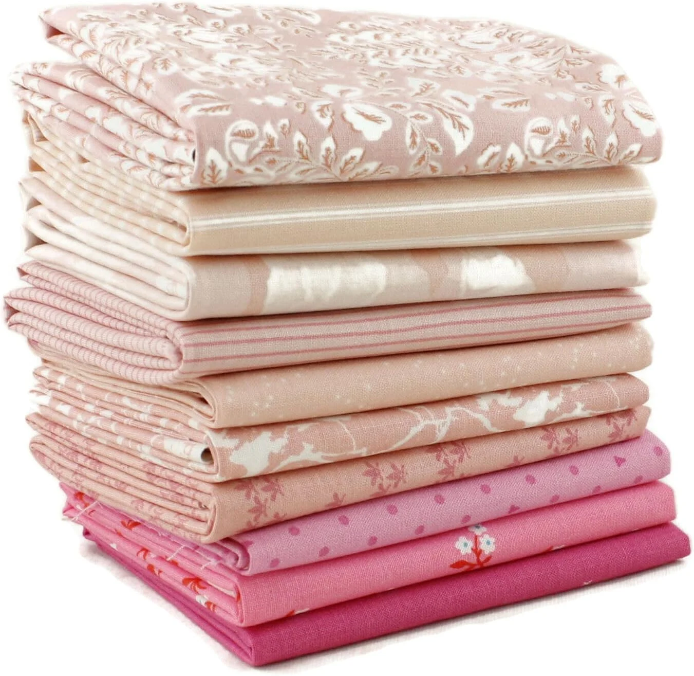 بسته پارچه تکه ای صورتی Southern Fabric (تقریباً 2 یارد) طرح های مختلف، مناسب برای پارچه لحافی DIY