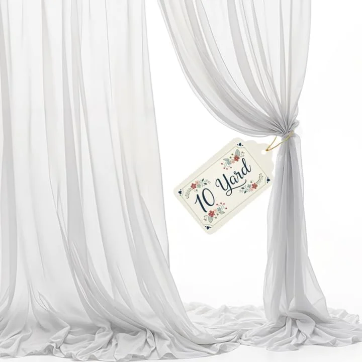 New Star Fabric Sheer Voile Chiffon Draping Panels | 10 Yards 120" Wide White Voile | Use for Backdrop Curtain -Wedding and Special Events New Star Fabric Sheer Voile Chiffon Draping Panels | 10 Yards 120" Wide White Voile | Use for Backdrop Curtain -Wedding and Special Events