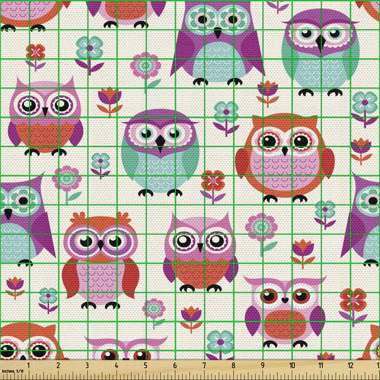 Ambesonne Owls Fabric by The Yard, Owls Happy Childhood Hipster Modern Repeated Animals Pattern Illustration, Decorative Fabric for Upholstery and Home Accents, 1 Yard, Orange Fuchsia Seafoam Ambesonne Owls Fabric by The Yard, Owls Happy Childhood Hipster Modern Repeated Animals Pattern Illustration, Decorative Fabric for Upholstery and Home Accents, 1 Yard, Orange Fuchsia Seafoam