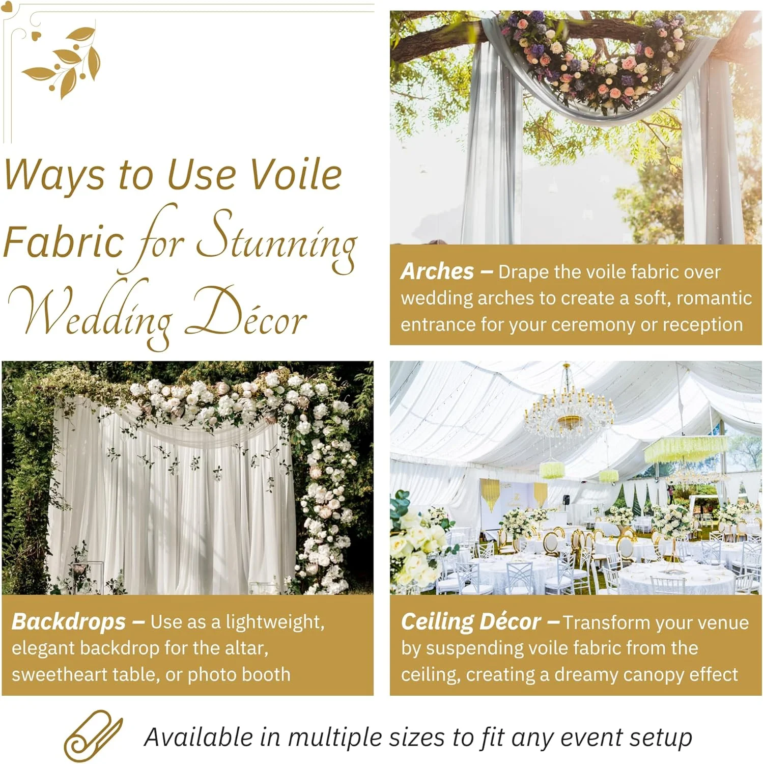 New Star Fabric Sheer Voile Chiffon Draping Panels | 10 Yards 120" Wide White Voile | Use for Backdrop Curtain -Wedding and Special Events New Star Fabric Sheer Voile Chiffon Draping Panels | 10 Yards 120" Wide White Voile | Use for Backdrop Curtain -Wedding and Special Events