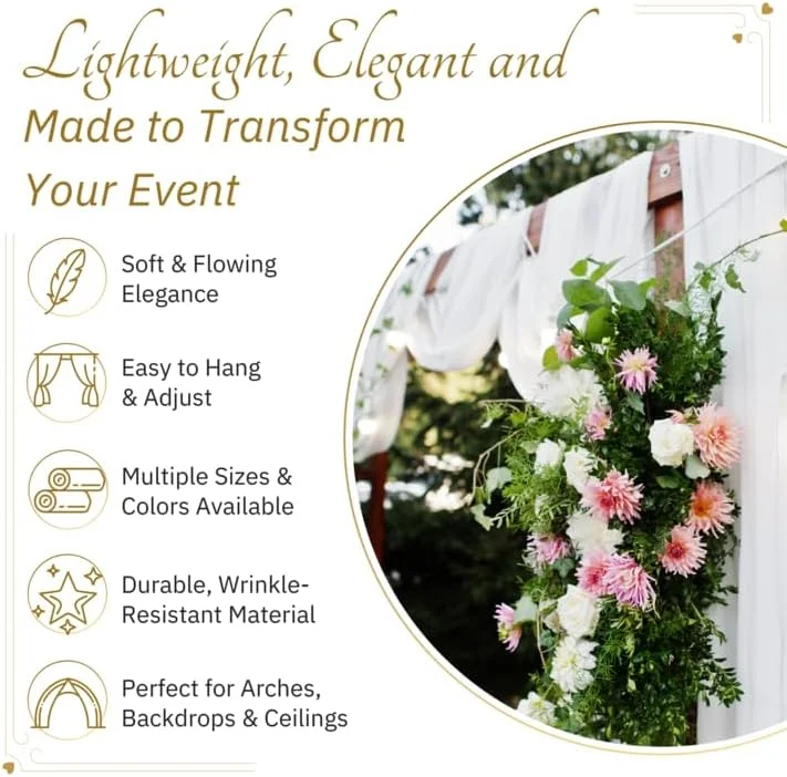 New Star Fabric Sheer Voile Chiffon Draping Panels | 10 Yards 120" Wide White Voile | Use for Backdrop Curtain -Wedding and Special Events New Star Fabric Sheer Voile Chiffon Draping Panels | 10 Yards 120" Wide White Voile | Use for Backdrop Curtain -Wedding and Special Events