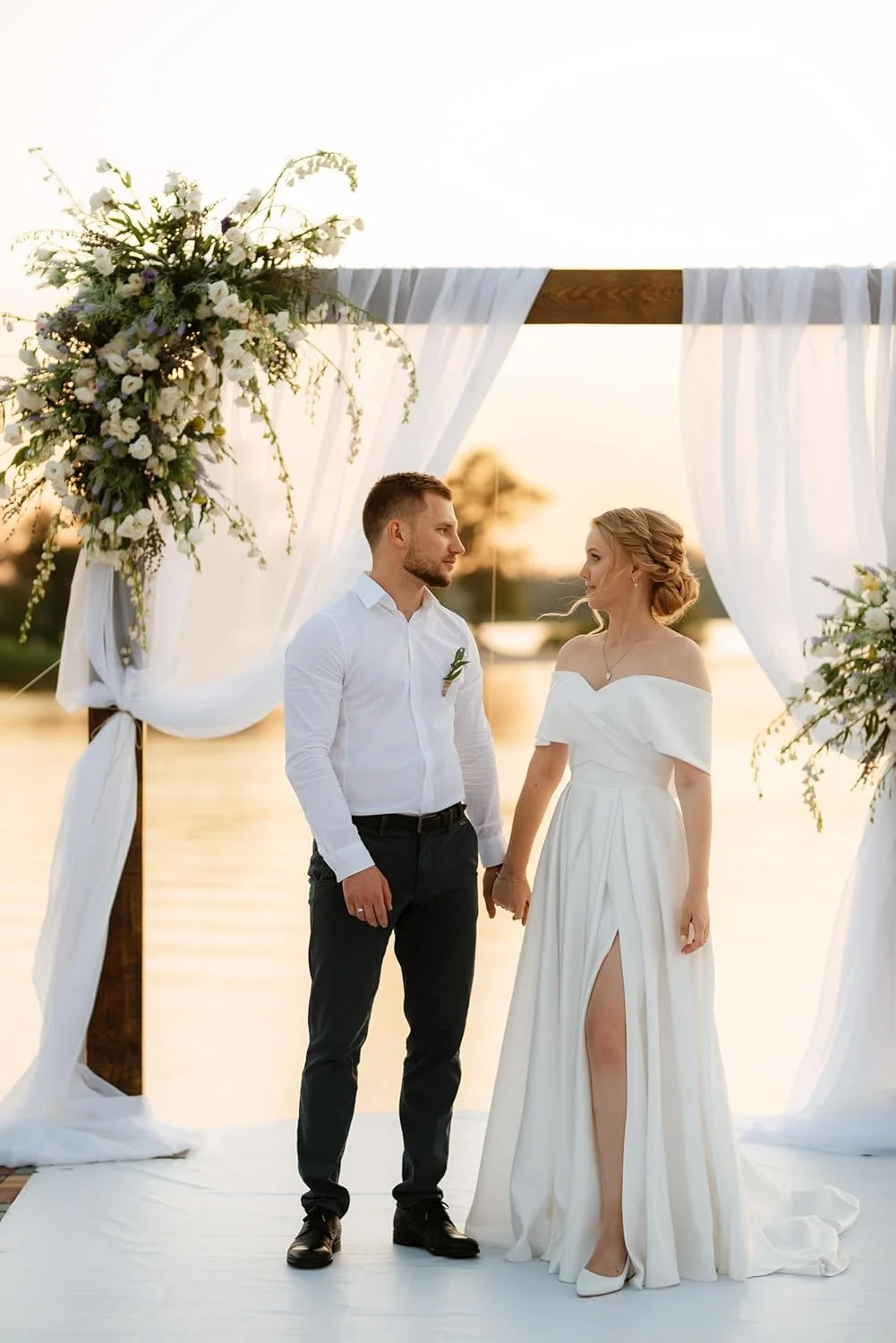 New Star Fabric Sheer Voile Chiffon Draping Panels | 10 Yards 120" Wide White Voile | Use for Backdrop Curtain -Wedding and Special Events New Star Fabric Sheer Voile Chiffon Draping Panels | 10 Yards 120" Wide White Voile | Use for Backdrop Curtain -Wedding and Special Events
