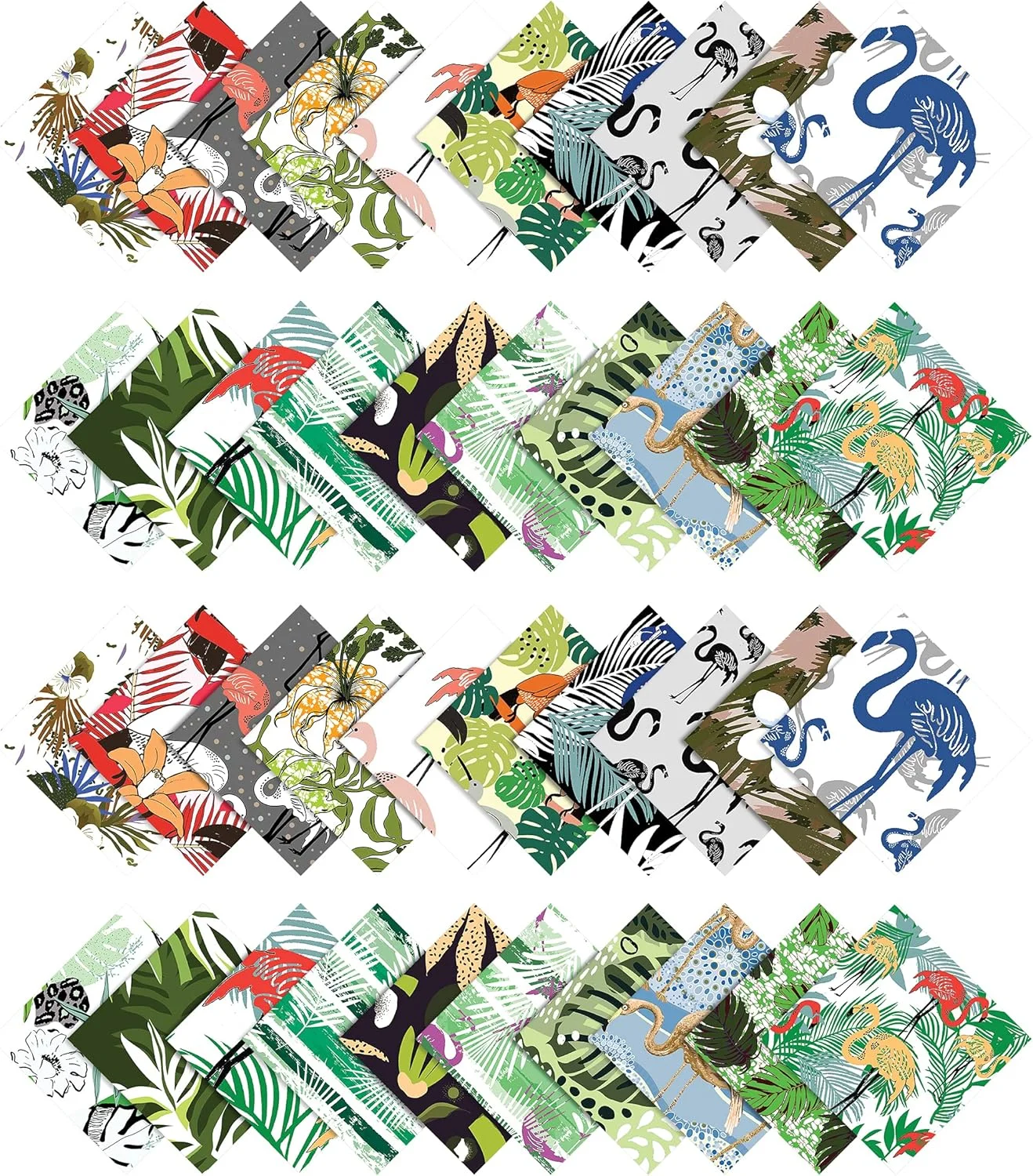 سیمویی - بسته 40 عددی پارچه های از پیش برش خورده با طرح استوایی، رول های ژله ای نخی 1.5 اینچی برای تکه دوزی - چند رنگ