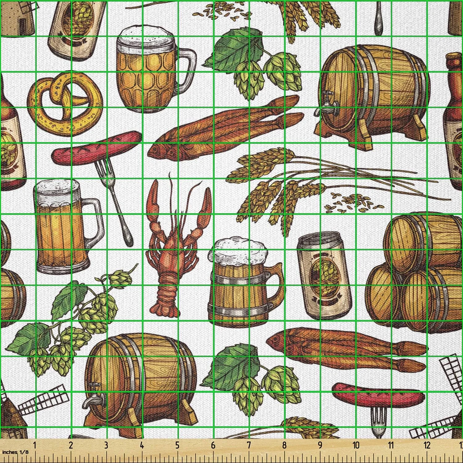 پارچه آستری Oktoberfest Lunarable، عناصر آبجوسازی رازک گندم چوب شور منوی جشنواره خرچنگ تم روستایی، پارچه کشباف برای خیاطی لباس و هنرهای دستی، 1 یارد، قهوه ای پارچه آستری Oktoberfest Lunarable، عناصر آبجوسازی رازک گندم چوب شور منوی جشنواره خرچنگ تم روستایی، پارچه کشباف برای خیاطی لباس و هنرهای دستی، 1 یارد، قهوه ای