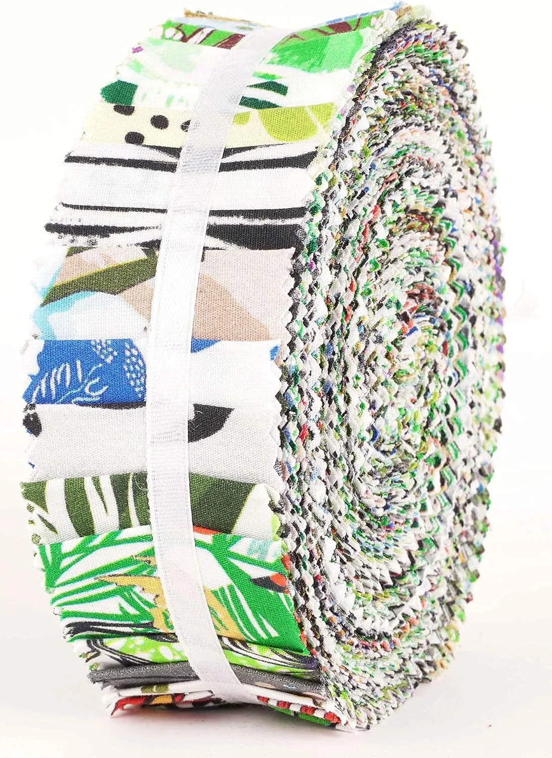 سیمویی - بسته 40 عددی پارچه های از پیش برش خورده با طرح استوایی، رول های ژله ای نخی 1.5 اینچی برای تکه دوزی - چند رنگ