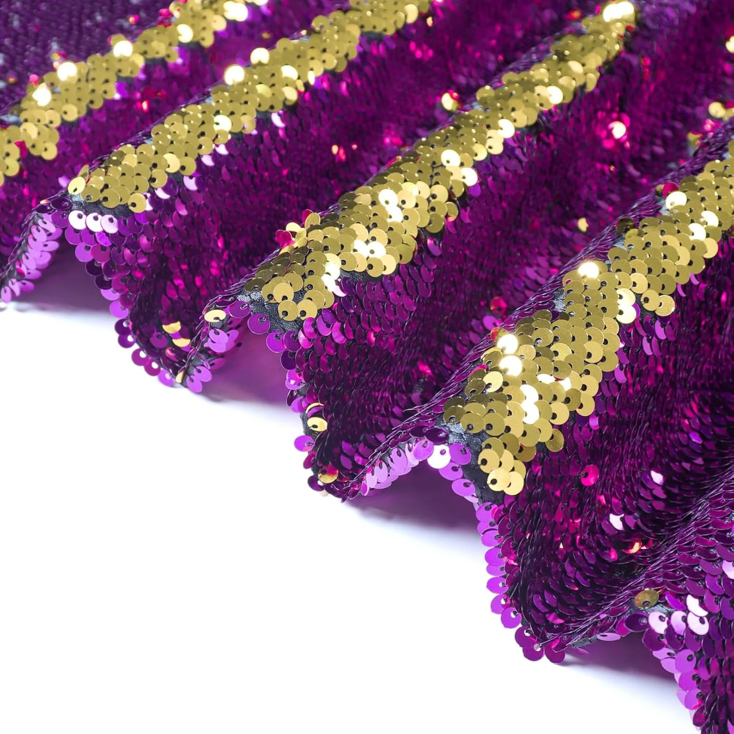 پارچه پولکی دو رو DUOBAO متری، بنفش به طلایی، تغییر رنگ، پولک های پری دریایی، پارچه اکلیلی برای پس زمینه مکعبی DIY، رومیزی، خیاطی پارچه پولکی دو رو DUOBAO متری، بنفش به طلایی، تغییر رنگ، پولک های پری دریایی، پارچه اکلیلی برای پس زمینه مکعبی DIY، رومیزی، خیاطی