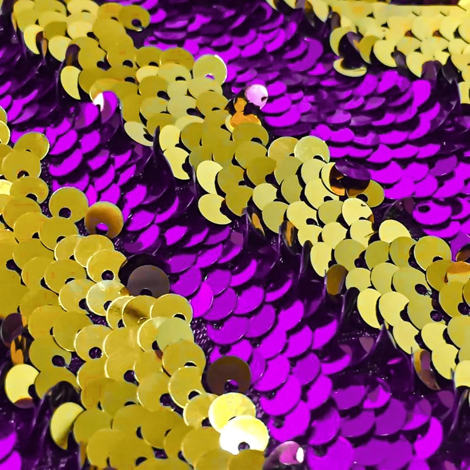 پارچه پولکی دو رو DUOBAO متری، بنفش به طلایی، تغییر رنگ، پولک های پری دریایی، پارچه اکلیلی برای پس زمینه مکعبی DIY، رومیزی، خیاطی