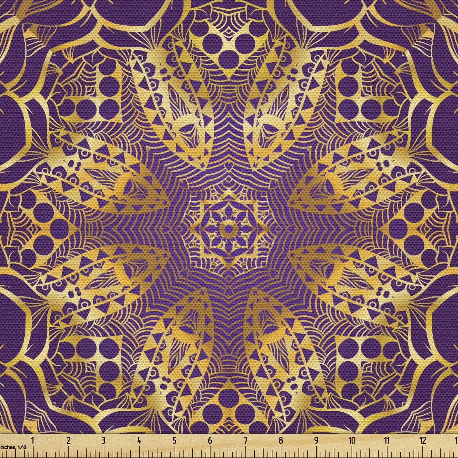 پارچه طرح ماندالای بنفش Ambesonne، طرح بوهمی، تصویر جهان، پارچه تزئینی برای روکش و لوازم منزل، 3 یارد، بنفش زرد پارچه طرح ماندالای بنفش Ambesonne، طرح بوهمی، تصویر جهان، پارچه تزئینی برای روکش و لوازم منزل، 3 یارد، بنفش زرد