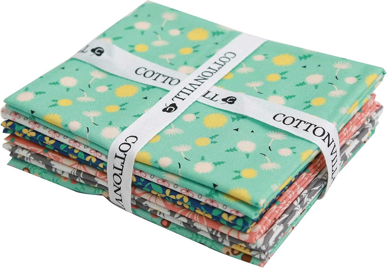 پارچه نخی طرح دار کوتون ویل با تراکم 20، مناسب برای تکه دوزی و سایر پروژه های دوخت و دوز (بسته 6 عددی، طرح جشنواره گل)