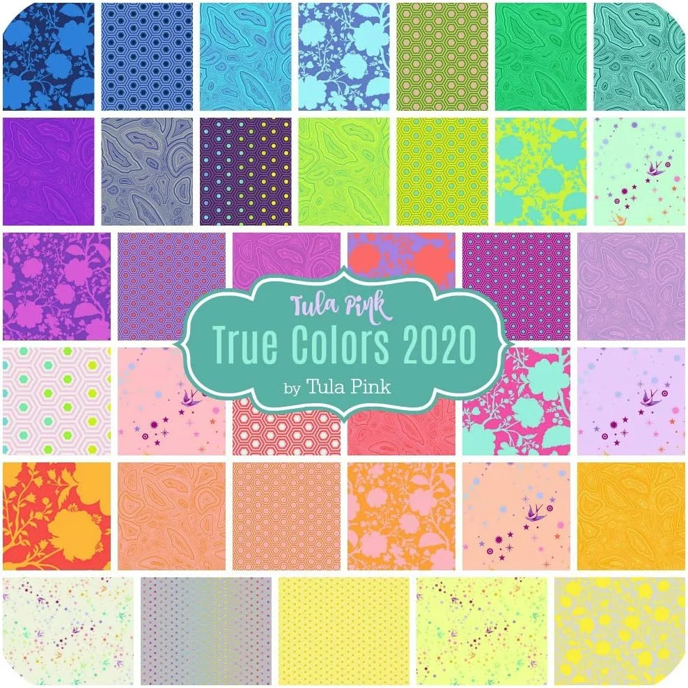 بسته پارچه ای Free Spirit True Colors 2020 Fat Quarter (شامل 40 تکه) اثر Tula Pink، ابعاد هر تکه 45.72 سانتی متر در 53.34 سانتی متر، مناسب برای ساخت لحاف و سایر کارهای هنری