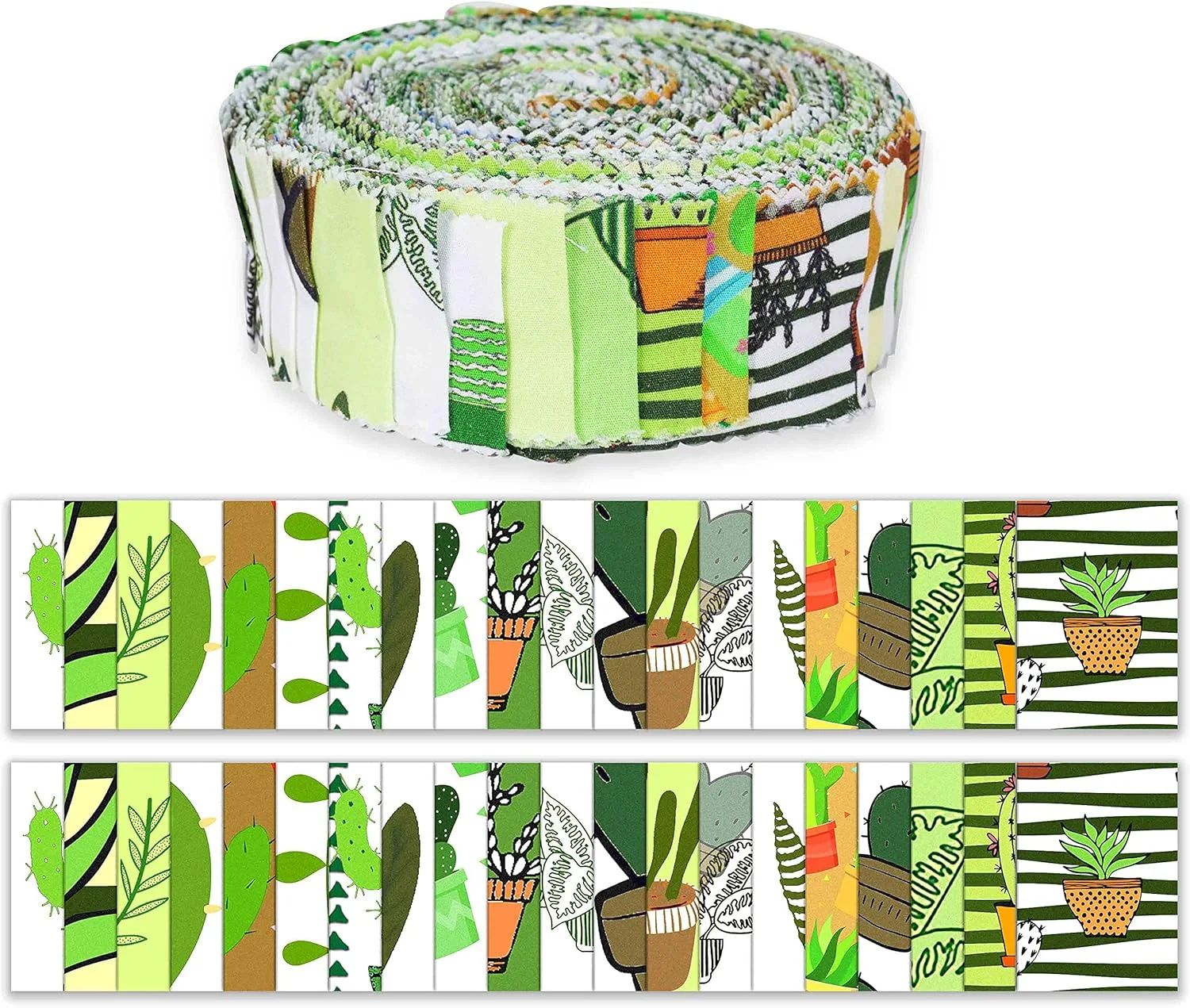 سویموی بسته 40 عددی پارچه های از پیش برش خورده با طرح ژاپنی، رول های پنبه ای 1.5 اینچی مناسب برای تکه دوزی - سبز