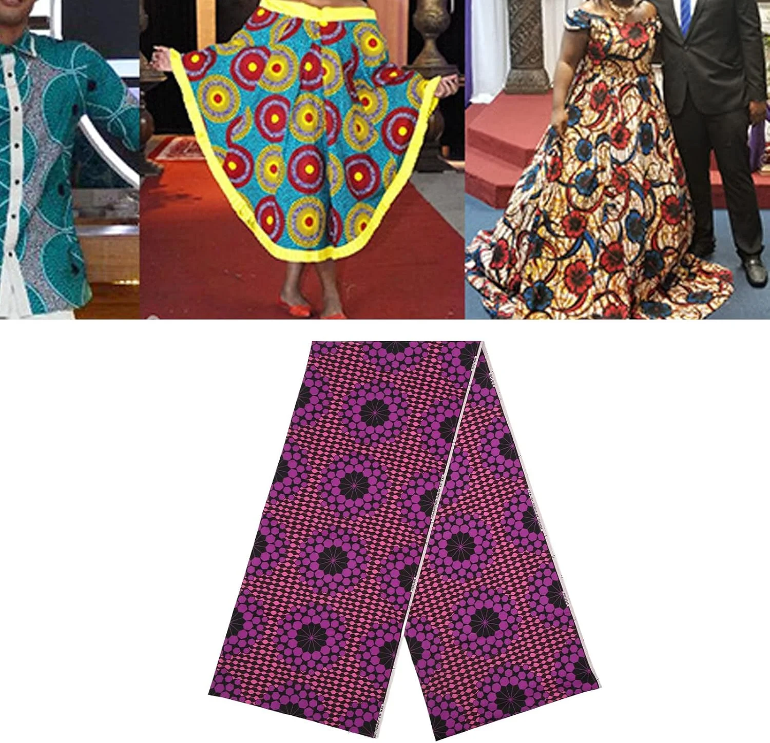 پارچه آفریقایی 6 یاردی، پارچه چاپی مومی آنکارا آفریقایی برای خیاطی، پروژههای صنایع دستی لباس مهمانی و تکه دوزی DIY (شماره 3) پارچه آفریقایی 6 یاردی، پارچه چاپی مومی آنکارا آفریقایی برای خیاطی، پروژههای صنایع دستی لباس مهمانی و تکه دوزی DIY (شماره 3)