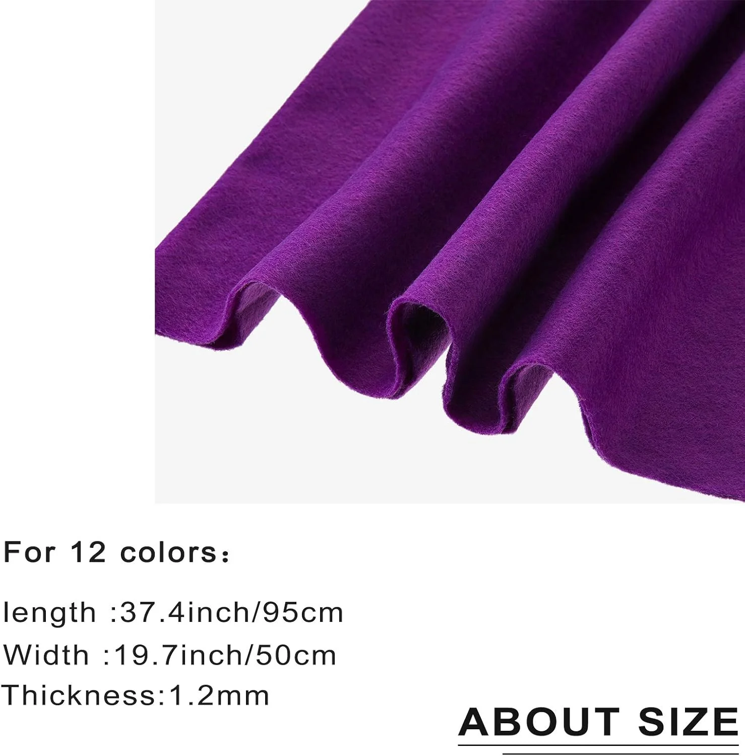 ورقه‌های پارچه نمدی بزرگ ویل‌باند در 12 رنگ متنوع، بسته‌ی نمد اکریلیک رنگارنگ برای هنر و صنایع دستی، خیاطی و تکه‌دوزی، ضخامت 1.2 میلی‌متر (95 × 50 سانتی‌متر)