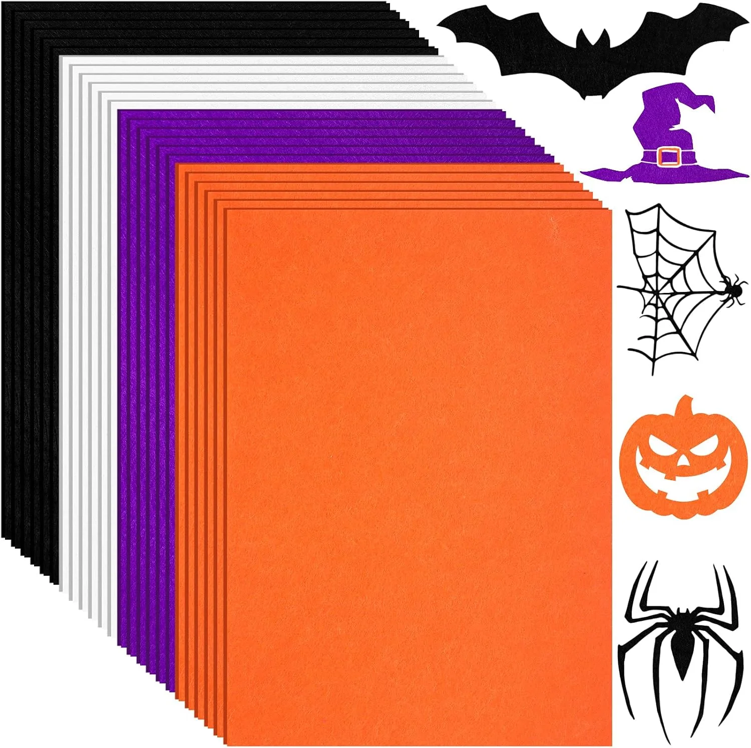 Tegeme 24 Pieces 11.8 x 8.3 Inch Halloween Felt Fabric Sheets, 1.2 mm Thick Assorted Colors Felt Fabric Sheet Patchwork Sewing Craft Sheet for Making Crafts, DIY Halloween Decorations