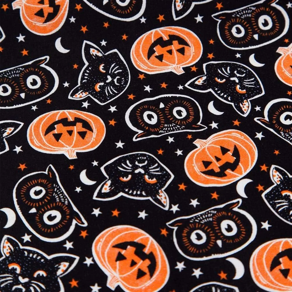پارچه نخی هالووین 50 × 50 سانتی متر - 8 تکه پارچه نخی هالووین - تکه دوزی پارچه گلدار DIY - بسته های پارچه ای برای لحاف دوزی و خیاطی به سبک هالووین