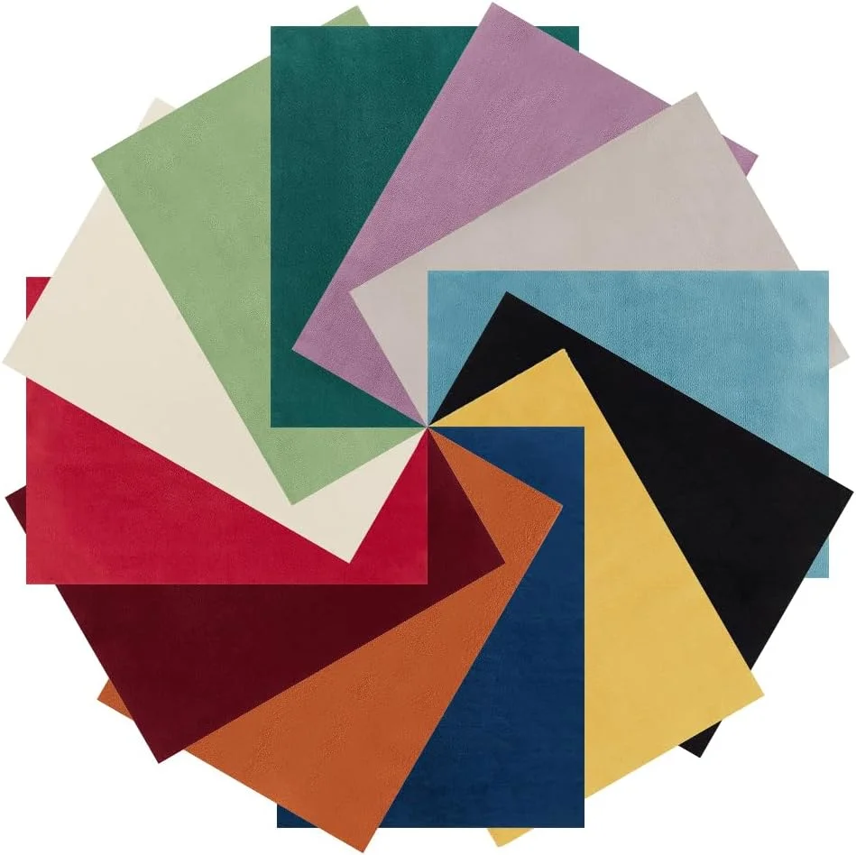 BENECREAT بسته 12 عددی پارچه مخمل نرم دو طرفه در رنگ های مختلف، 20x29 سانتی متر، مناسب برای ساخت کیف پول، کیف دستی و سایر پروژه های خیاطی DIY