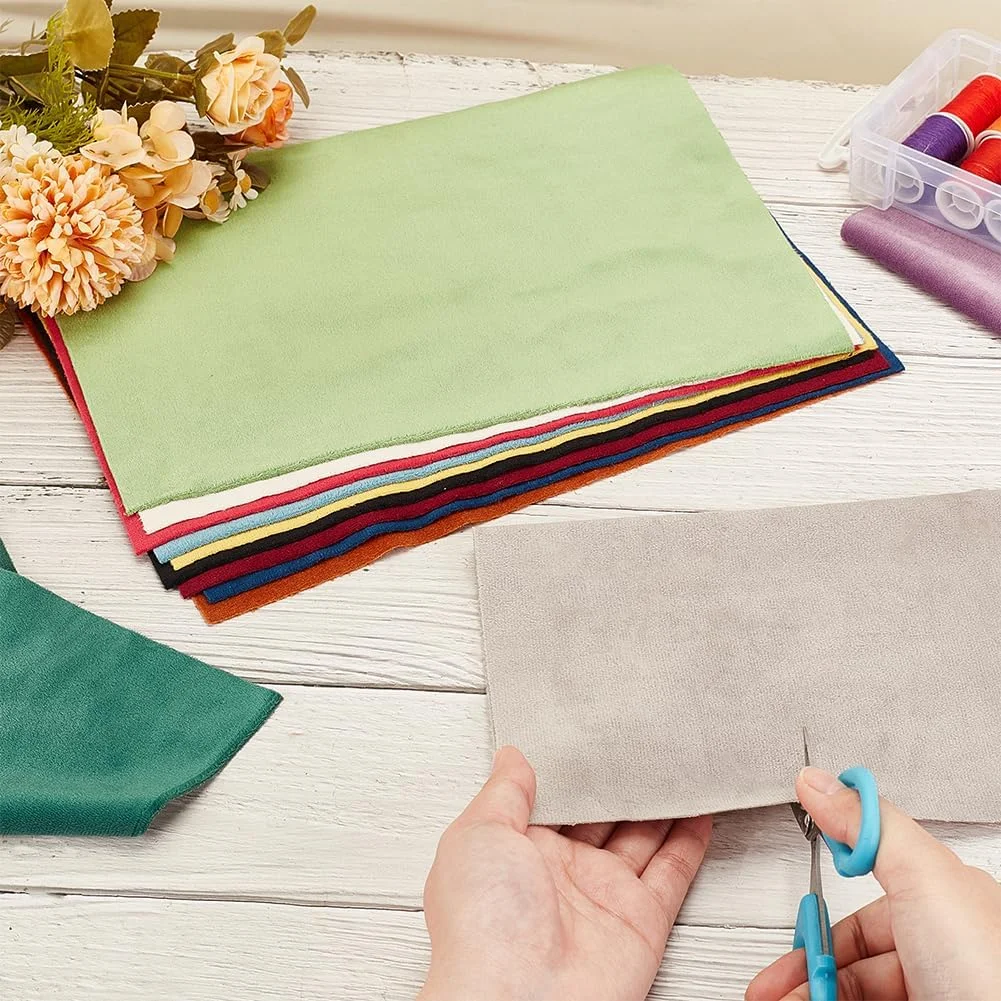 BENECREAT بسته 12 عددی پارچه مخمل نرم دو طرفه در رنگ های مختلف، 20x29 سانتی متر، مناسب برای ساخت کیف پول، کیف دستی و سایر پروژه های خیاطی DIY