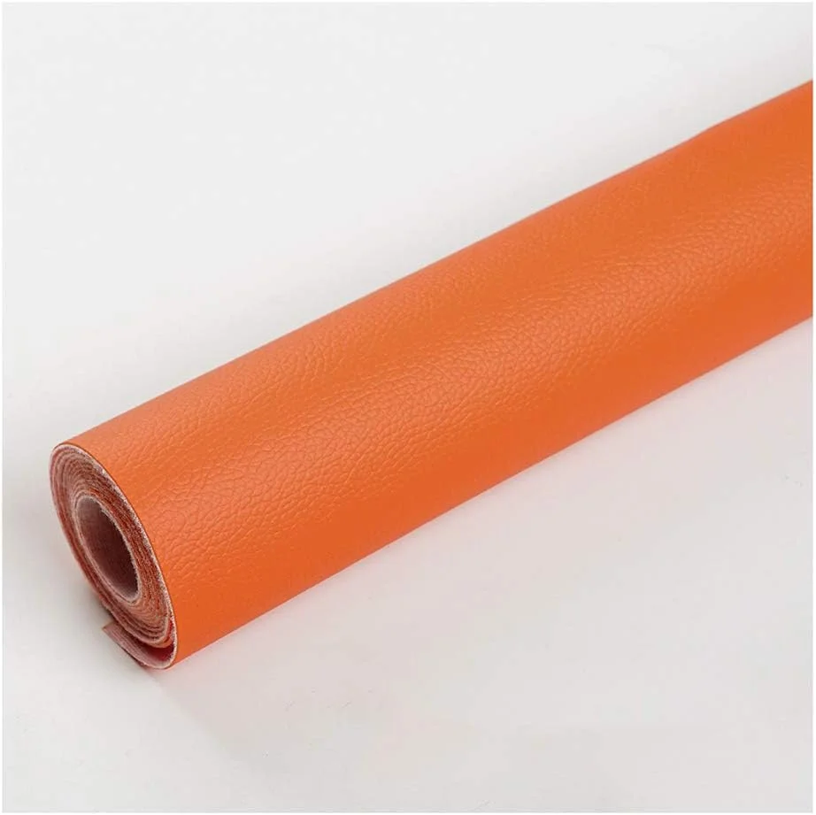 XCYYBB ورق پارچه چرمی برای تعمیر چرم، پشت بوم چرمی برای ساخت پاپیون مو، کیت تزئین صنایع دستی، چرم خود چسب برای مواد صنایع دستی روکش دار - نارنجی 26# 1.35x6 متر