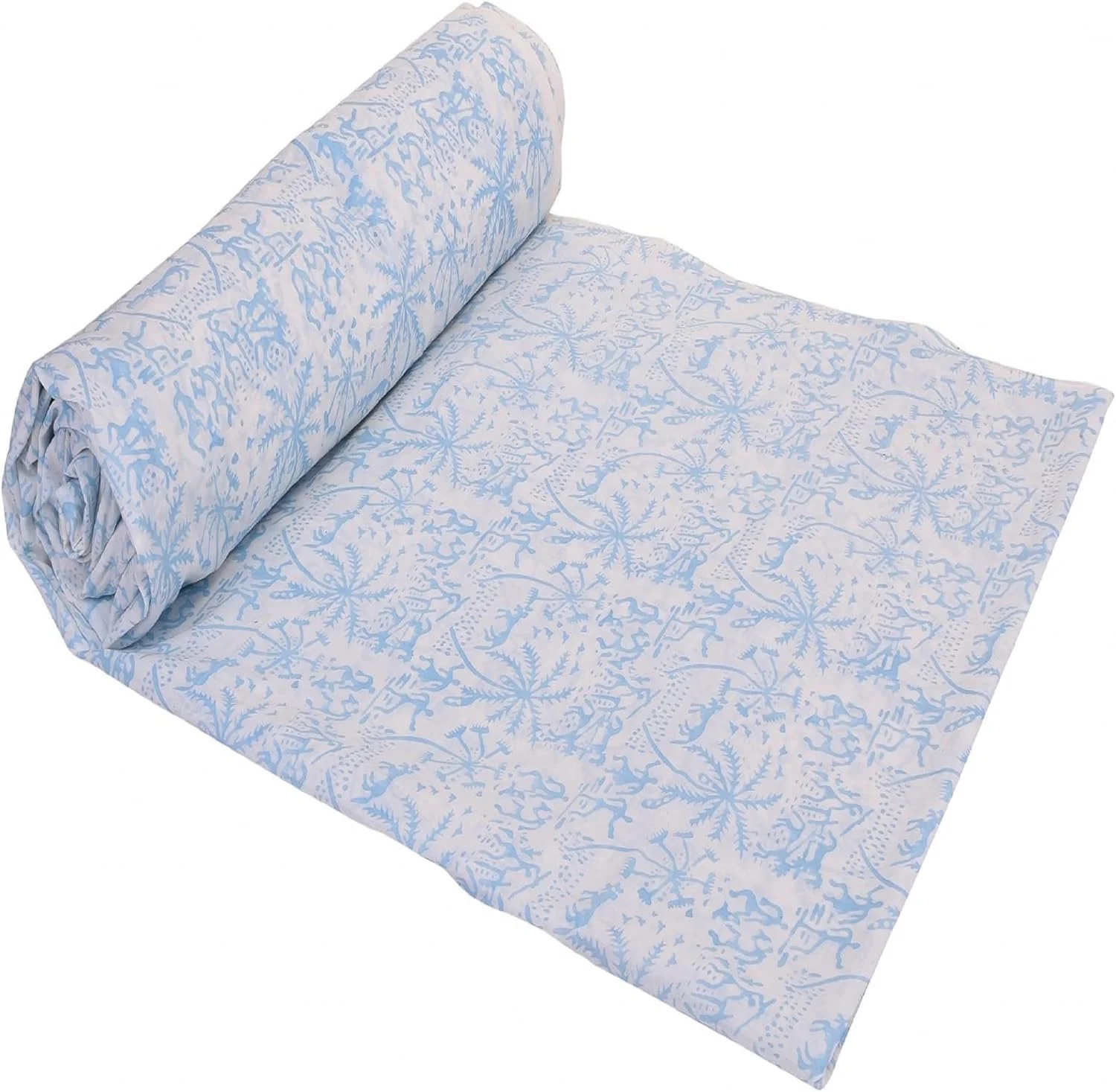 پارچه نخی چاپ دستی هندی Trade Star Exports، 100% پنبه، متری برای دوخت لباس، پارچه دست ساز 3 یاردی برای لباس بچه گانه، پارچه زیبای چاپ سنگانری برای دکوراسیون منزل (طرح 10)