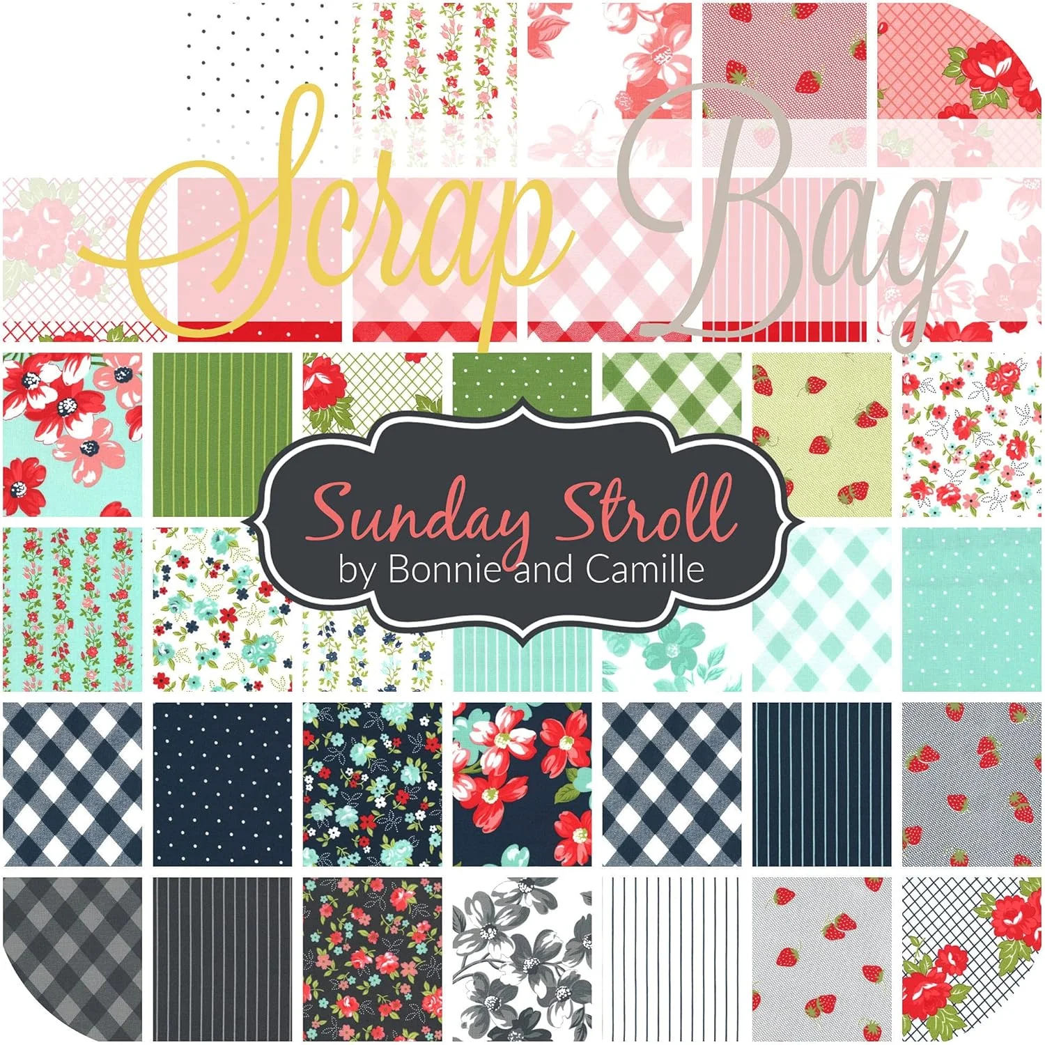 تکه پارچه های کلکسیون Sunday Stroll Moda Fabrics (تقریباً 2 یارد) اثر بانی و کامیله برای ساخت لحاف 2 یاردی