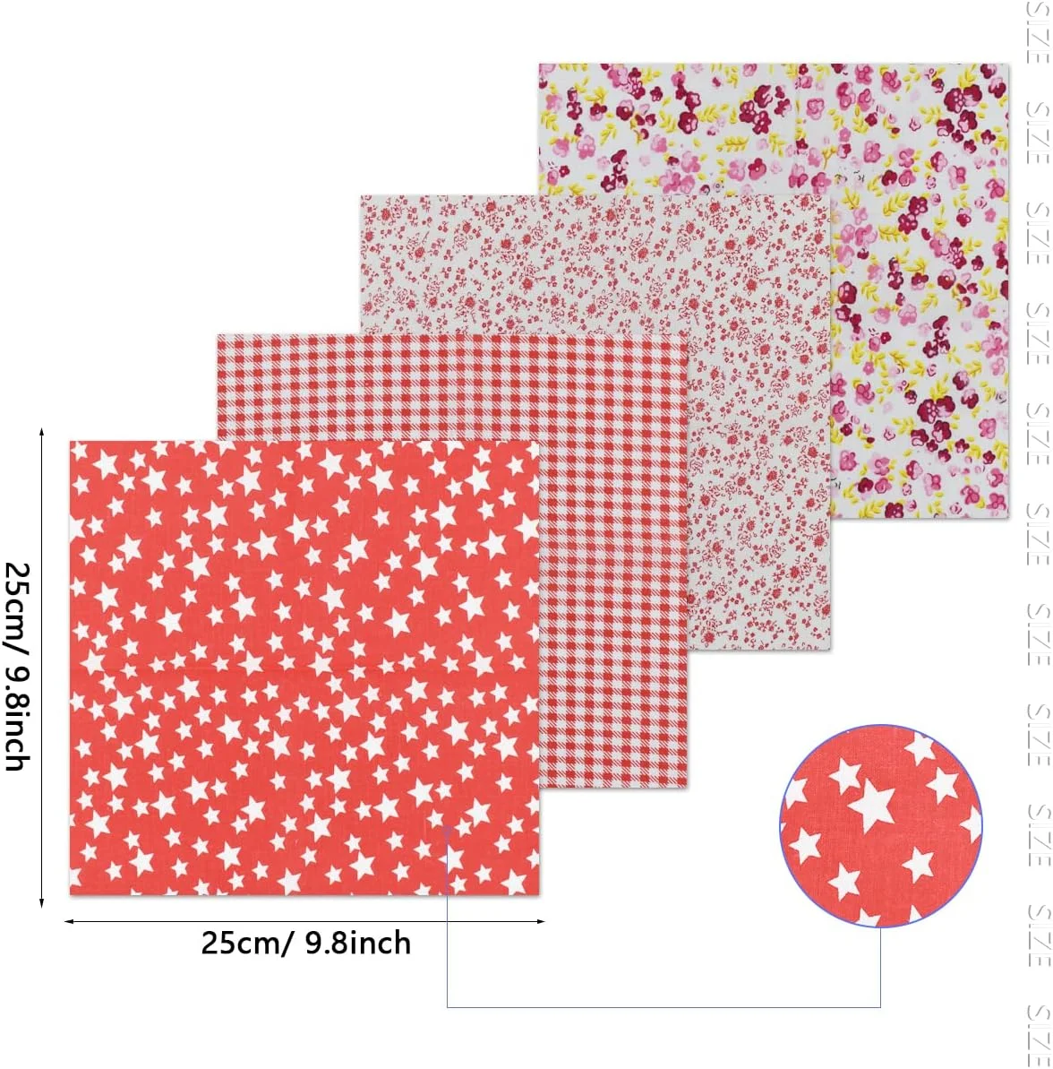 رناشد ۴۲ تکه پارچه نخی طرح دار، مناسب تکه دوزی، خیاطی، و کارهای هنری DIY، ابعاد ۲۵ در ۲۵ سانتی متر