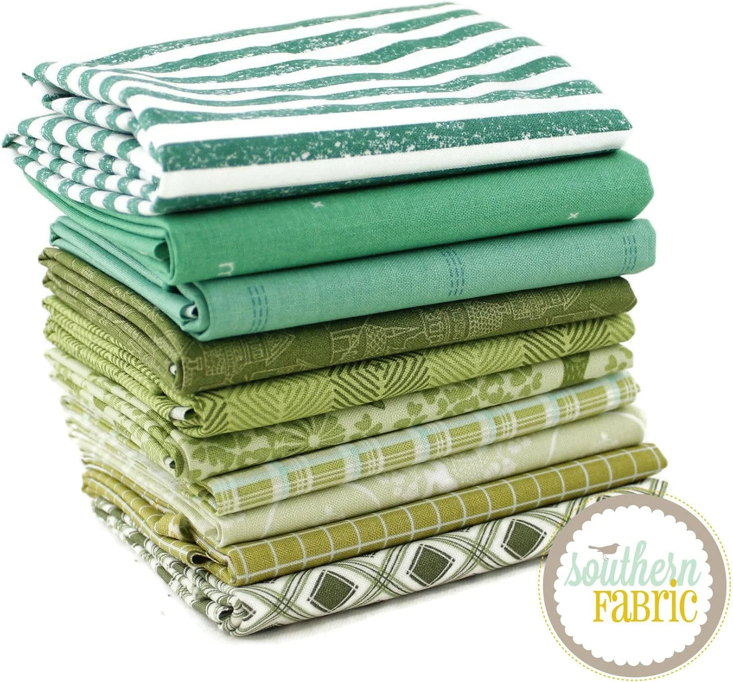 بسته پارچه ای سبز رنگ Southern Fabric (۱۰ تکه) - طراحان مختلف، اندازه تقریبی ۲۳ در ۱۰۹ سانتی متر، مناسب برای پارچه لحاف دوزی DIY بسته پارچه ای سبز رنگ Southern Fabric (۱۰ تکه) - طراحان مختلف، اندازه تقریبی ۲۳ در ۱۰۹ سانتی متر، مناسب برای پارچه لحاف دوزی DIY