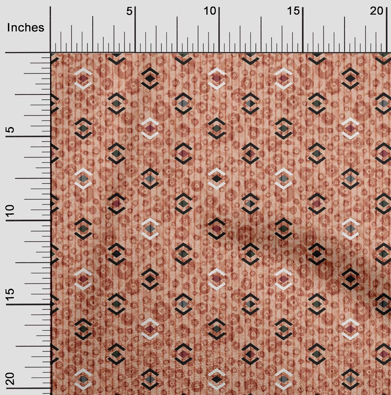 پارچه ابریشم تابی oneOone، بژ روشن، طرح گلدار و هندسی، مناسب لباس، پارچه لحاف دوزی، پارچه چاپی متری، عرض 106 سانتی متر