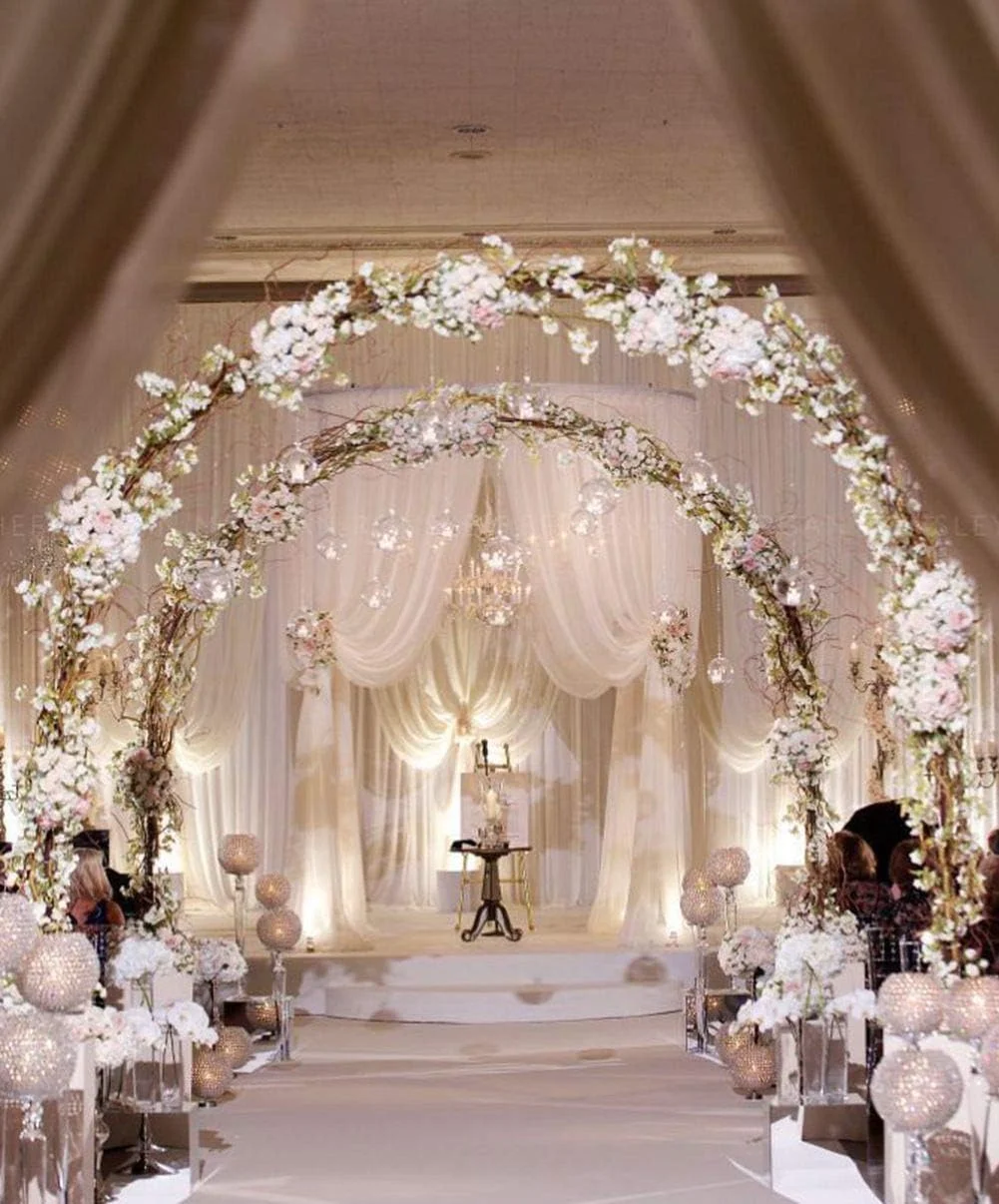 پارچه شیفون یکدست DJBM، عرض 150 سانتی متر، مناسب برای تزئینات و والان، سفید / 46 متر