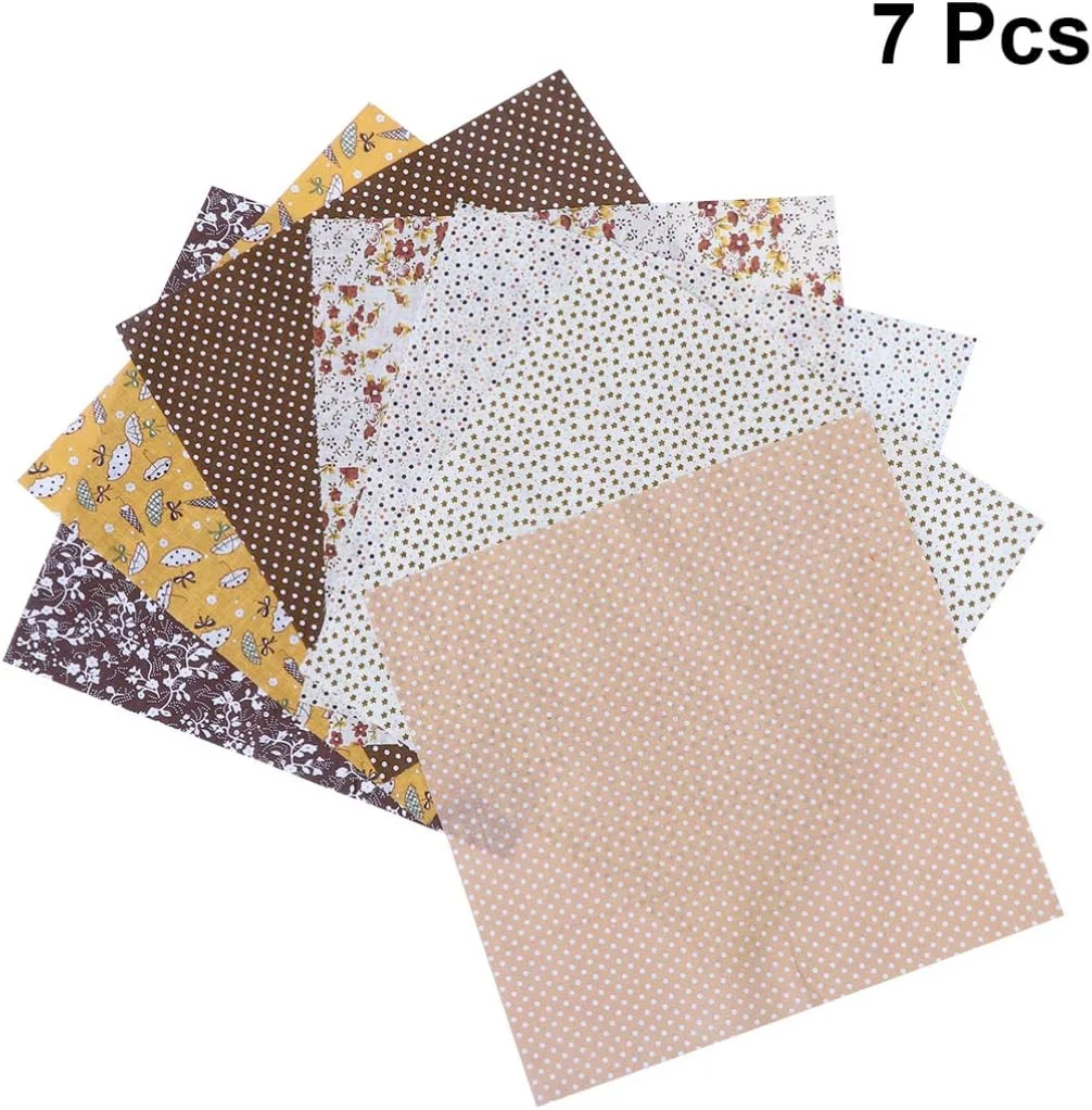 ZHANGZONG بسته 7 عددی پارچه های مربعی، تکه دوزی پنبه ای، کاردستی، خیاطی، اسکرپ بوک و لحاف دوزی