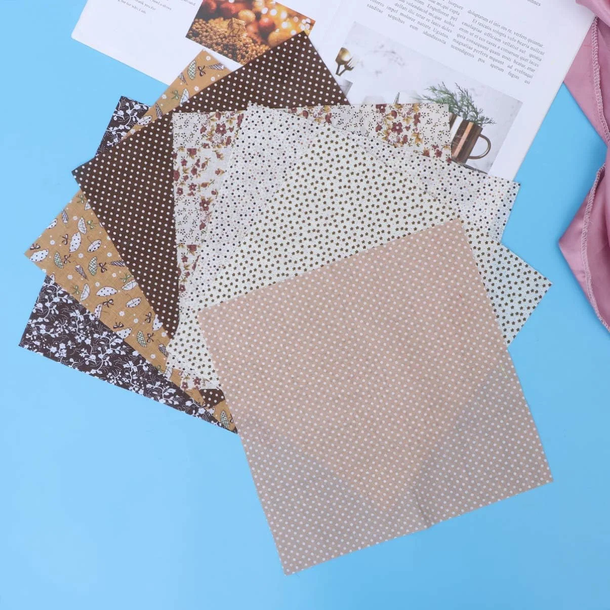 ZHANGZONG بسته 7 عددی پارچه های مربعی، تکه دوزی پنبه ای، کاردستی، خیاطی، اسکرپ بوک و لحاف دوزی