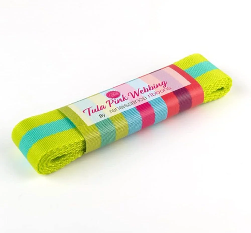 روبان های رنسانس 2 یاردی لیمویی فیروزه ای - پهنای 1.5 اینچ - روبان های نوار بافته شده Tula Pink، متنوع
